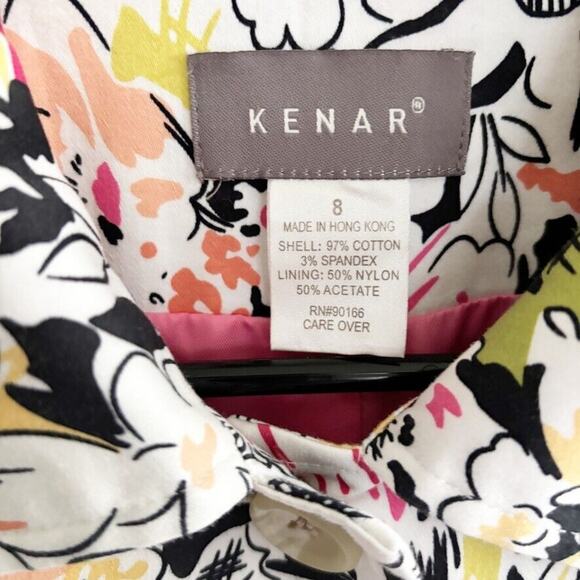 Kenar Jacket Women 8P Trench Coat Multicolor Floral Cotton Lined Bright Vibrant - Picture 3 of 12